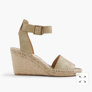 Jcrew sz 10 gold leather espadrilles new mint